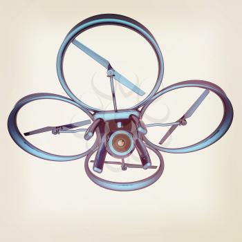 Drone, quadrocopter, with photo camera flying. 3d render