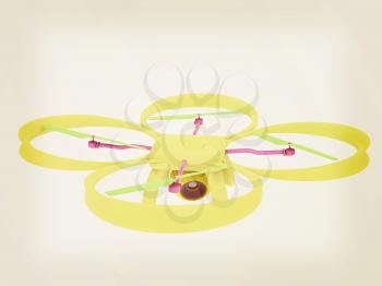 Drone, quadrocopter, with photo camera flying. 3d render