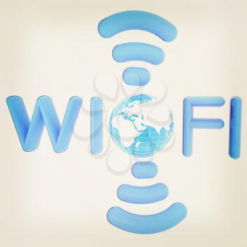 wifi earth icon. 3d illustration