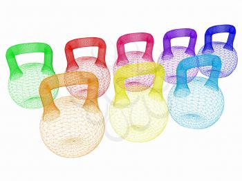 A set of sports items - weights. 3d illustration