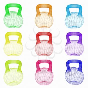 A set of sports items - weights. 3d illustration