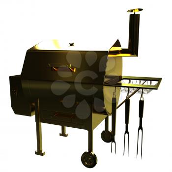 Gold BBQ Grill. 3d illustration