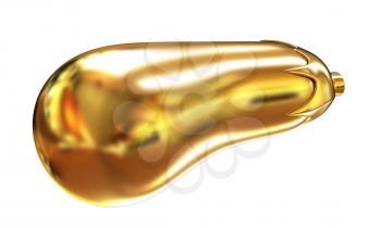 Gold Eggplant icon. 3d Illustration