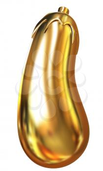 Gold Eggplant icon. 3d Illustration