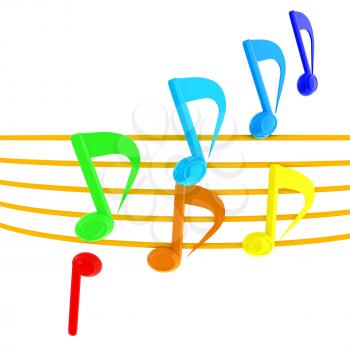 music notes  background. 3D illustration