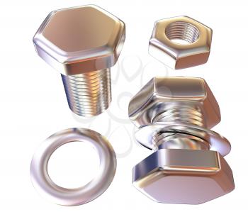 Screws and nuts set. 3d illustration