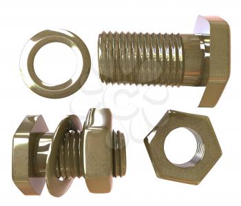 Screws and nuts set. 3d illustration