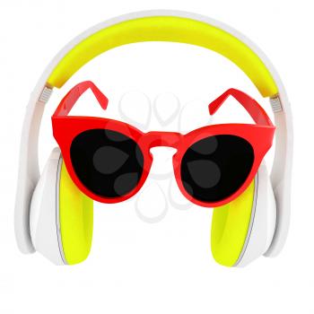 Sunglasses and headphone for your face. 3d illustration