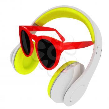 Sunglasses and headphone for your face. 3d illustration