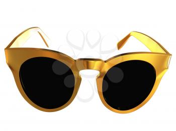 Cool gold sunglasses. 3d illustration