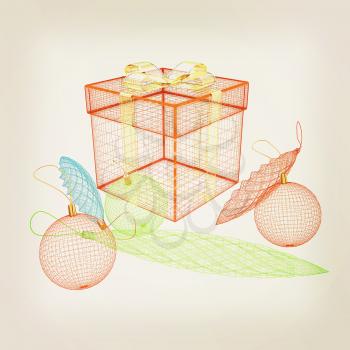 colorful gift box concept. 3d illustration. Vintage style