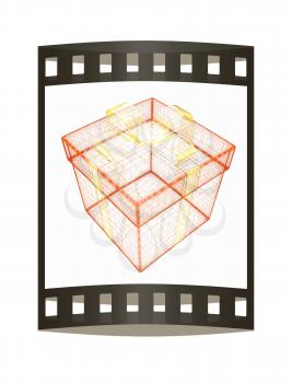 colorful gift box concept. 3d illustration. The film strip.