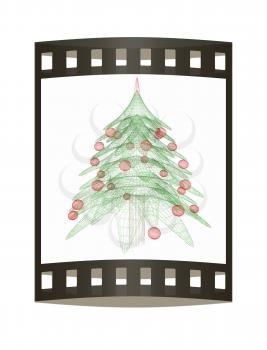 Christmas tree concept. 3d illustration. The film strip.