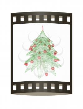 Christmas tree concept. 3d illustration. The film strip.