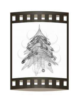 Christmas tree concept. 3d illustration. The film strip.