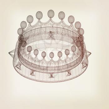 Crown. 3D illustration. Vintage style
