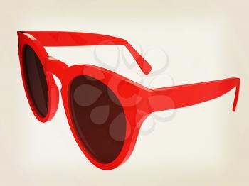 Cool red sunglasses. 3d illustration. Vintage style