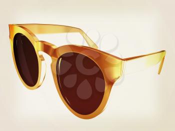 Cool gold sunglasses. 3d illustration. Vintage style