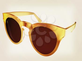 Cool gold sunglasses. 3d illustration. Vintage style