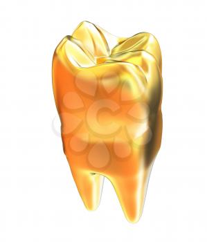 Gold tooth. 3d illustration