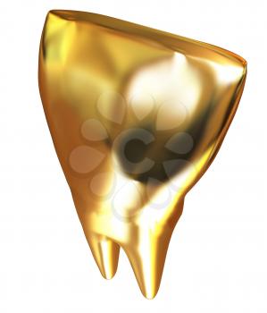 Gold tooth. 3d illustration