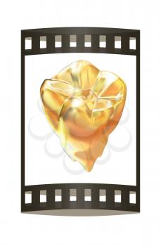 Gold tooth. 3d illustration. Film strip.