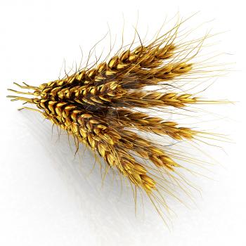 Golden spikelet. 3d render