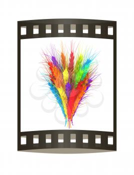 Colorful spikelets design. 3d render. Film strip.