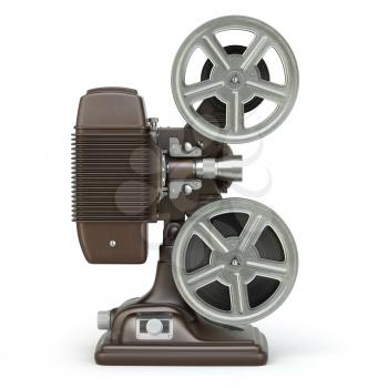 Vintage film movie projector isolated on white. 3d