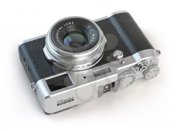 Retro vintage camera  isolated on white. 3d illustration