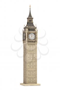 Big Ben Tower the architectural symbol of London, England and Great Britain Isolated on white background. 3d illustration