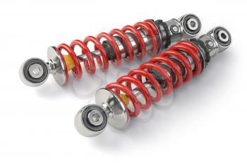 Shock absorber car isolated on white background. Auto parts and spare. 3d illustration