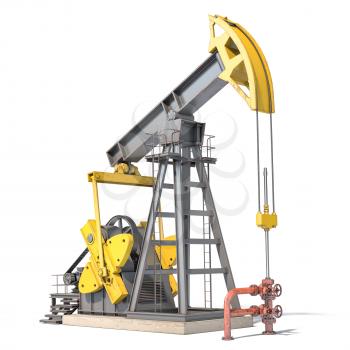 Oil pump jack isolated on white background. 3d illustration