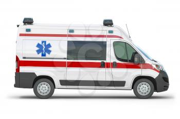 Ambulance car isolated on white. 3d illustration