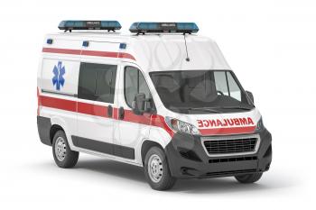 Ambulance car isolated on white. 3d illustration