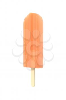 Rainbow popsicle icecream on stick. Isolated on white background. Delicious bright colored fruity summer dessert. Graphic design element for menu, scrapbooking, poster, flyer. 3D illustration