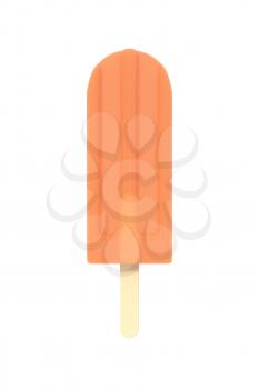 Rainbow popsicle icecream on stick. Isolated on white background. Delicious bright colored fruity summer dessert. Graphic design element for menu, scrapbooking, poster, flyer. 3D illustration