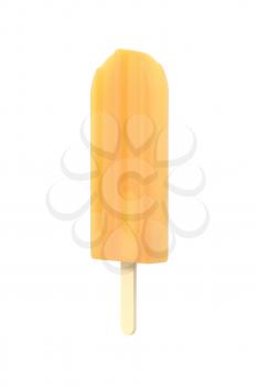 Rainbow popsicle icecream on stick. Isolated on white background. Delicious bright colored fruity summer dessert. Graphic design element for menu, scrapbooking, poster, flyer. 3D illustration