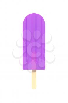 Colorful popsicle icecream on stick. Isolated on white background. Delicious bright colored fruity summer dessert. Graphic design element for menu, scrapbooking, poster, flyer. 3D illustration