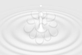 Drop falling into facial moisturizer, hand or body cream, beauty product. Graphic design element for packaging, advertisement flyer, poster. Cream splash with circle ripple and drop. 3d illustration.