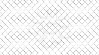 Chain link fence pattern. Realistic geometric texture. Graphic design element for corporate identity, web sites, catalog. Industrial style wallpaper. Steel wire wall isolated on white. 3D illustration