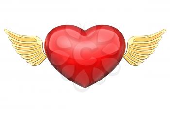 Heart with golden wings