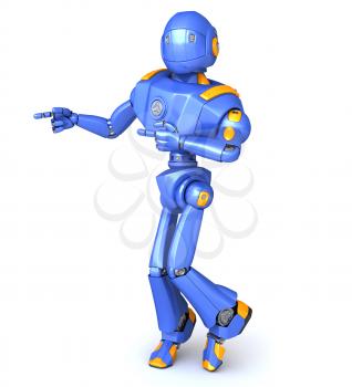 Cute robot character pointing something