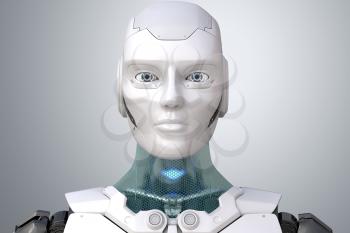 Robot's head in face. 3D illustration