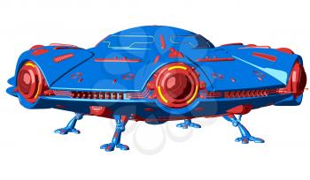 Cartoon UFO isolated on white background. 3D illustration