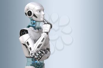 robot in a pensive pose. 3D illustration