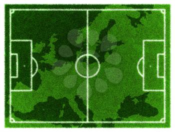 3d Football - Soccer grassy field on Europe map