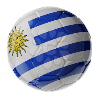 Football/soccer ball with flag of Uruguay. 3D render