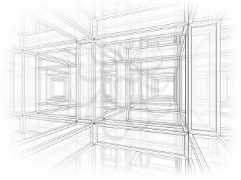 Abstract architecture background. Internal space of a modern braced construction