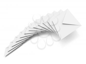Batch of clear envelopes isolated on white background with soft shadow